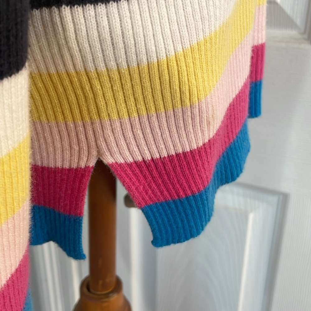 Vintage Y2K striped long sleeve sweater V-neck 100% cotton V-neck size M - Picture 4 of 9